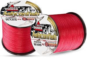 Ashconfish Braided Fishing Line-8 Strands Super Strong PE Fishing Wire-100M/300M/ 500M/1000M/1500M/2000M(109/328/547/1093/1640/2187Yards)- 6lb to 300lb Abrasion Resistant-Zero Stretch-Multiple Colors