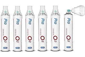 Maclean PR-994 Lot de 6 inhalateurs d'oxygène portables 6 x 12 l dans boîte o2 99,4 % Embout buccal universel inhalable