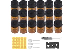 ANBOO 100 Stück Mini Braunglas Glasflaschen 1ML, Kommt mit Pinsel, Perlenschneider, Strohhalm und Aufklebern, Mini Braune Leere Glasflaschen für Ätherische Öle mit Orifice für Ätherisches Öl, Spa, Massage