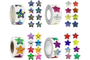 Vikrami lighting 2000 Pcs Shiny Star Stickers for Children Students Teachers Classroom, Self Adhesive Reward Smile Stickers, 2.5 CM Motivational smiley face Gold Star Sticke