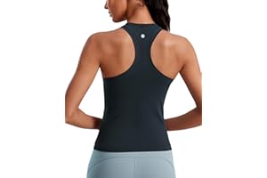 CRZ YOGA Seamless Damen Tanktops Ringerrücken Atmungsaktiv Workout Ärmelloses Top Hoher Hals Läuft Athletic Oberteille Hemden