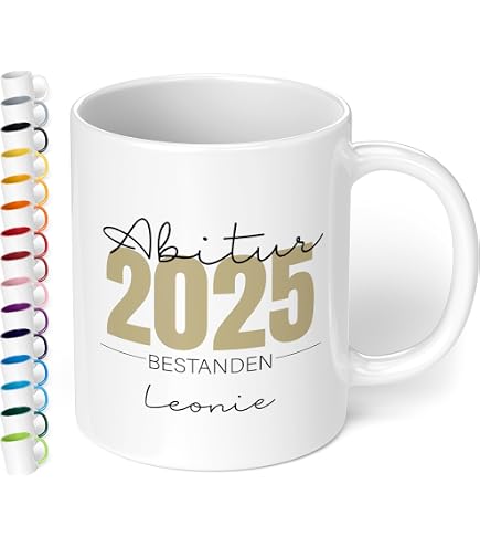 Personalisierte Abschluss-Tasse – Mit Name, Initiale, Jahr & Abschlussart, Spülmaschinengeeignet