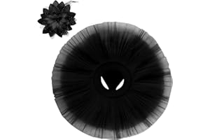 IDOPIP Women Professional Swan Lake Ballet Tutu Skirt 7 Layers Hard Organdy Platter Performance Leotard Skirt with Flower Hair Clip Ballerina Costume Dancewear for Rehearsal