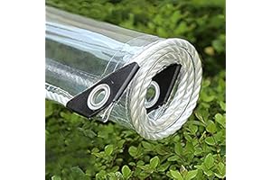 SH000AD 365g/m² Heavy Duty Waterproof PVC Transparent Tarpaulin Poly Clear Vinyl Tarp Cover,0.35mm Clear Awning Canopy Patio Enclosure,Anti-Aging Insulation Soft Glass Tarpaulin (2x2.5m/6.6x8.2ft)