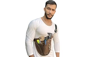 WONDER CARE Hulara Top Grain Buff Leather 3 Pocket Tool Pouch Organizer for Florist,Gardener, Carpenter, Builders, Adjustable Belt,Colour -Brown.