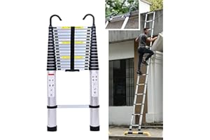 YIYAI Échelles télescopiques 6,2m avec Crochets, 15 marches échelle en Aluminium, échelle multifonctionnelle avec protège-Doigts, échelle Extensible Pliable pour toiture, Charge Maximale 150kg