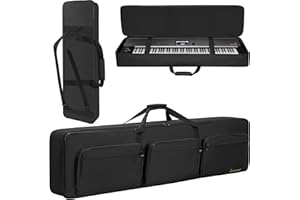 OUUTMEE Sac pour Clavier 88 Touches, Sac de Transport pour Clavier de Piano électrique 88 Touches avec bandoulière réglable et 6 Poches pour Accessoires, 54"x13"x7"