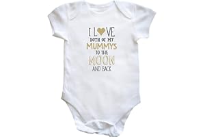 Hippowarehouse I love both my mummys to the moon and back baby vest bodysuit (short sleeve) boys girls