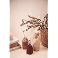 PUREZENTO Rustic Ceramic Bud Vase - Set of 3 | Centerpiece & Showpiece for Home Decor, Living Room, Bookshelf & Tabletop Styling | Decorative Vase for Pampas Grass, Dried & Artificial Flowers