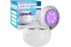 BINEFIA Ultrasonic U-V Cleaner with 4 Modes, 50kHz Ultra Sonic for Retainer, Denture, Mouth Guard, Aligner, Jewelry, 360° Portable Ultrasonic Retainer Cleaner for All Dental Appliance at Home or Travel Use