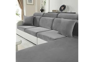 CYCMACO Housse Coussin Canapé Velours, Universelle Housse Assise Canapé Extensible, Protection pour Meubles Couvre pour Canape Antidérapante(2 Places, Gris Clair)