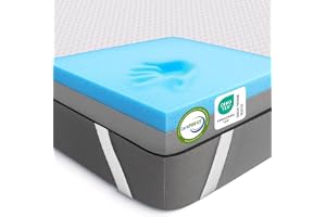 MKS 2-in-1 Gel Mattress Topper - Gel Foam Mattress Topper 90 x 200 cm with H3 & H4, 5 Layer System, Pressure Relief, Mesh Sid