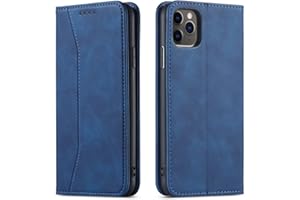 OKZone Kompatibel mit iPhone 12/12 Pro (6,1 Zoll) Hülle, Magnet Leder Tasche Handyhülle, Kartenfächer Schutzhülle, [Premium PU Leder] Flip Klappbare Stoßfeste Magnetische Standfunktion (Blau)