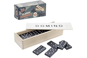 LESSER & PAVEY Retro Classic Games Desktop Wooden Dominoes Children and Family Fun