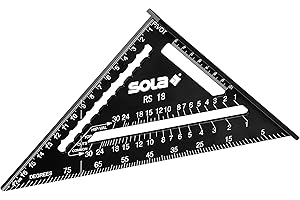 SOLA - RS 18-5in1 Zimmermannswinkel - Anschlagwinkel 18 cm - robuster Schreinerwinkel aus Aluminium mit metrischer Skala - Multifunktionswinkel: Lineal, Anschlagwinkel, Gehrungswinkel, Winkelmesser
