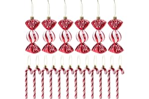 WINWILD 18 Stück Zuckerstangen Weihnachten Deko Weihnachtskugeln Zuckerstangen Deko Glitzer Weihnachtsbaumschmuck Rot & Weiß Süße Weihnachtsanhänger Weihnachtsbaum Deko