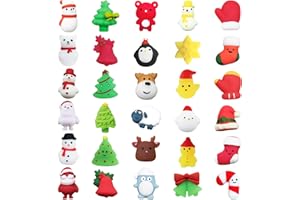 MORAINJAY 30 Pièces Squishy Mochi de Noël Mini Jouet Anti Stress, Nouveauté Balles pour Sac Surprise, Party Favors et Goodie Fillers pour Enfants