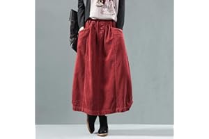 CHYUAN Rock Herbst Winter Cordrock Frauen Vintage Midi Lange Röcke Weibliche Elastische Taille A-Linie Faltenrock Big Size OneSize