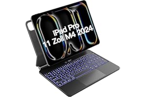 Inateck Magic Keyboard für iPad Pro 11 2024 M4 Hülle mit Tastatur, 30 Min Schnelles Laden,LED Smart Power-Anzeige,Click-Anywhere-Trackpad, 7 Farben 3 Stufen Hinterleuchtet, QWERTZ, KB09121