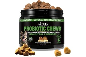 VITABIA Probiotics for Dogs with Prebiotic Fiber - Dog Probiotics Gut Health Chews for Digestion, Anal Gland Care & Skin Support with Pumpkin & Psyllium Husk - Dog Supplements