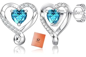 Dochais Kolczyki srebrne ze srebra wysokiej próby 925, biżuteria do uszu, serce, kolczyki damskie, kolczyki na sztyfcie, z cyrkoniami, biżuteria na prezent dla kobiet