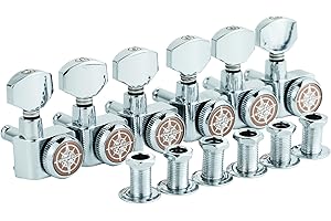 Guyker 6 In-line Guitar Locking Tuners – 1:18 Locking Tuning Key Pegs Tuners – Chrome