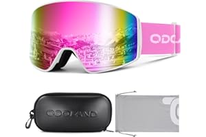 Odoland Kit de Gafas Esquí con Caja, Gafas Snowboard Cilíndricas con Vista Amplia, Antivaho y Protección UV, Mascara Esquí para Hombres Mujeres y Adolescentes, Compatible con Cascos