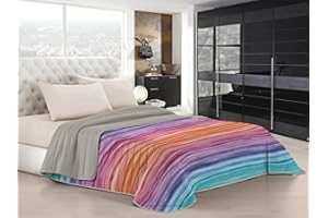 ITALIAN BED LINEN Fantasy Trapuntino Estivo, Microfibra, 2 Posti, Rainbow