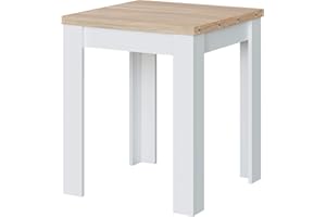 Habitdesign LOUNGITUDE F0529 Tavolo ausiliario allungabile P67 cm, Melamina, Bianco/Rovere, L67/134 x H79 x P67cm