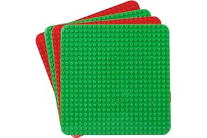 GUIHUMZ Duża płyta montażowa, kompatybilna z płytami Lego Duplo, klasyczna płyta podstawowa do zestawów DUPLO, 38 x 38 cm, zestaw płyt do kreatywnych zabawek przedszkolnych, zielona, czerwona (4 sztuki)
