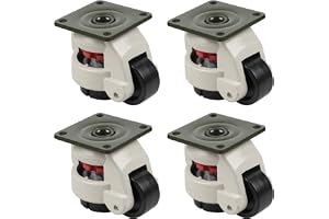 CPROSP 4-pack tunglasthjul höjdjusterbara 1000 kg, svarvskivhjul med platta, lasthjul i aluminiumlegering, nivelleringshjul tung belastning för arbetsbord