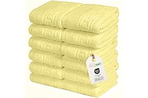 nice homeit Juego de 12 Toallas de 30 x 30 cm – Toallas de Cara y Invitados 100% algodón – para Manos, Maquillaje, Cocina, hogar y Viajes (Amarillo)