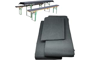 JEMIDI Bench Cushion and Tablecloth Set - 2x Outdoor Seat Pads for Benches and 1x Cloth for Tables for Garden Patio Furniture Tables - Various Sizes