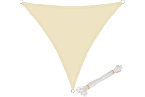 WOLTU Toldo Vela de Sombra Triangular 4x4x4 m HDPE Transpirable Anti Rayos UV Solar protección 85% Resistente y para Jardín, Patio, Exteriores Arena, Crema