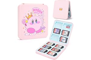 DLseego Funda para Tarjetas de Juego Switch Compatible con Switch/Switch OLED/Switch Lite, Caja de Almacenamiento Premium con 12 Tarjetas de Juego y 12 Ranuras para Tarjetas Micro SD, Rosa