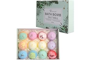 YLADY 12x60g Bombas de Baño set de Regalo para mujeres, Naturales y Orgánicas Bomba sal de baño para niños, Bolas de baño de burbujas spa hecho a mano, con 12 aceites esenciales, relaja e hidrata la piel