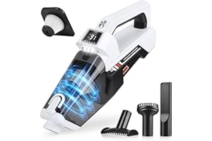 TIAZHAN Aspirateur Voiture, 3-en-1 Aspirateur Portable Sans, 16000PA Forte Aspiration，Type-C Charge, Filtre HEPA Lavable, Petit Aspirateur Pour La Voiture, La Maison, Le Bureau, Les Résidus De Nourriture