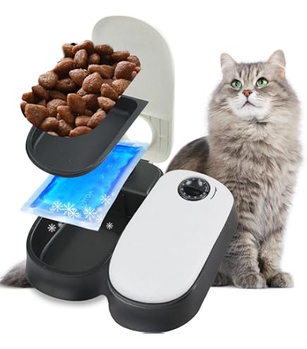 Mangiatoia Automatica Per Cani E Gatti – Con Sensore A Infrarossi, Coperchio Automatico, Display E Ciotole Rimovibili