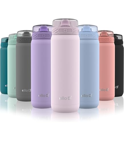 Ello Cooper Botella De Agua De Acero Inoxidable Al Vacío Con Popote Suave Y Lazo De Transporte