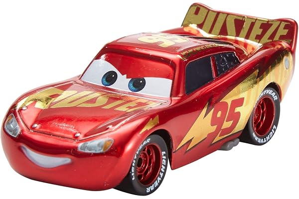 Disney Pixar Cars petite voiture Flash McQueen, rouge avec décoration dorée Rust-Eze, jouet pour enfant, DXV45