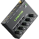 LiNKFOR 4 Kanal Mini Stereo Audio Mixer Ultrakompakter Audiomixer Unabhängige Lautstärkeregelung für Mischungen, DC 5V Type-C