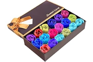 Binnan 18PCS Jabón Rose Flower, Rose Jabones Perfumados en Caja de Regalo, Jabón de Baño Rosas Regalo, Rregalos de Cumpleaños, Regalos de San Valentín