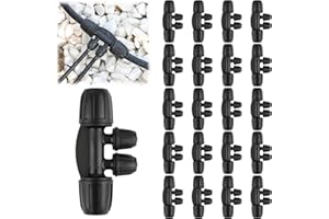 20PCS Locked Barbed Tee Connectors, Kalolary 5/16" to 1/4" Drip Irrigation Fittings Kit 8/12mm to 4/7mm Tube Lock Female Connector 4-Way Barbed Lock Irrigation Parts for Watering System (Black)