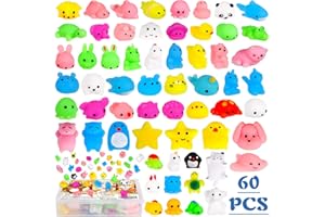 ZZXLOPEZ 60 Pièces Squeeze Jouets Squishies, Mochi Squishy Toys, Squishy Kawaii Petit Animaux Anti Stress Reliever Jouet pour Cadeau de Noël, Cadeau d'anniversaire, soulagement du Stress