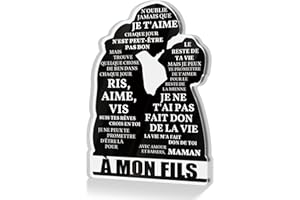 Putuo Decor - Décoration Silhouette Mère et Fils - Message de Motivation en Français - Cadeau Inspirant pour un Garçon