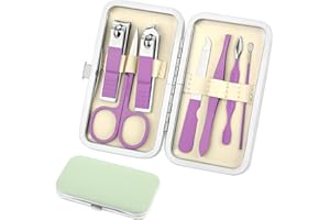 simarro Maniküre Nagelknipser Set, 8 in 1 Scharf Nagelfeile Tragbare Nail Clipper Mode Professionelle Edelstahl Nagelknipser Set Nagelschneider Pediküre Kit für Männer Frauen Freunde (Lila)
