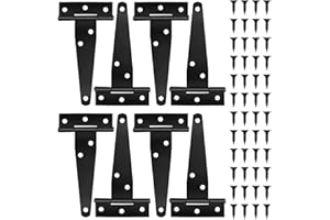 FANGEHONG 8 Pezzi Nero Cerniere a T per Porte con Viti, 4 Pollici Cerniera a T per Cancello, Resistenti Cardini per Porte per Ante, Cerniere della Cinghia di T per Finestre Capanni Portoni e Porte di Fienili