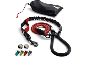 SparklyPets est Une Laisse à Corde élastique pour Chiens de Petite et Grande Taille - Anti-Traction pour l’Absorption des Chocs, Laisse antidérapante à Bandes réfléchissantes pour l’extérieur Rouge