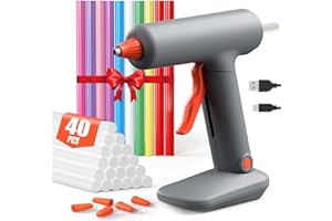 Pistola Colla a Caldo Senza Fili, VIWKO Pistola Colla a Caldo, Riscaldamento Rapido, Pistola Colla Calda 3000mAh Batteria con 40 Colla Stick 7mm, Pistola Colla per DIY, Artigianato