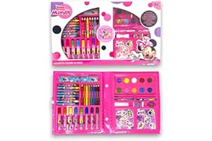 FANCY S.A. EOOD Fancy Valigetta 52 Colori Varie Fantasie Pennarelli Matite Acquarelli Scuola Disegno Idea Regalo Bambini Il Tuo Cartone Animato Preferito (Minnie)